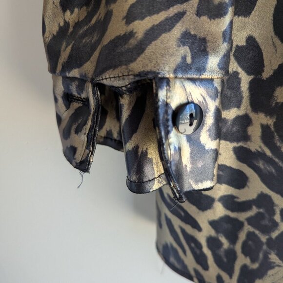 Gold Disco Charades Leopard Print Button Down Blouse - Picture 6 of 8